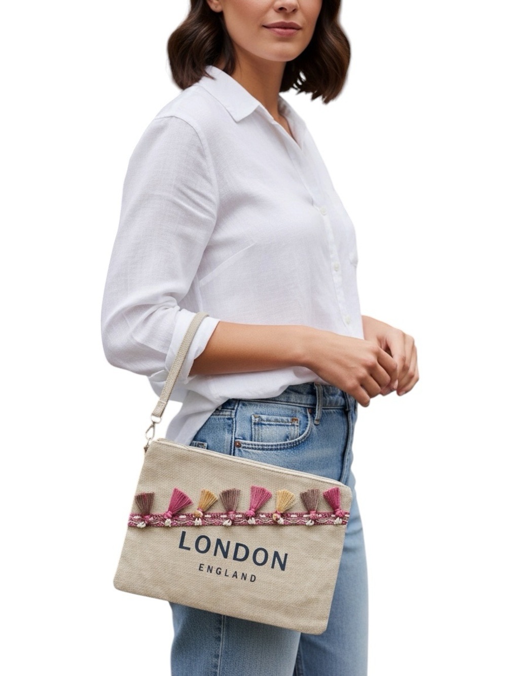 🆕London England Tweed Clutch Wristlet